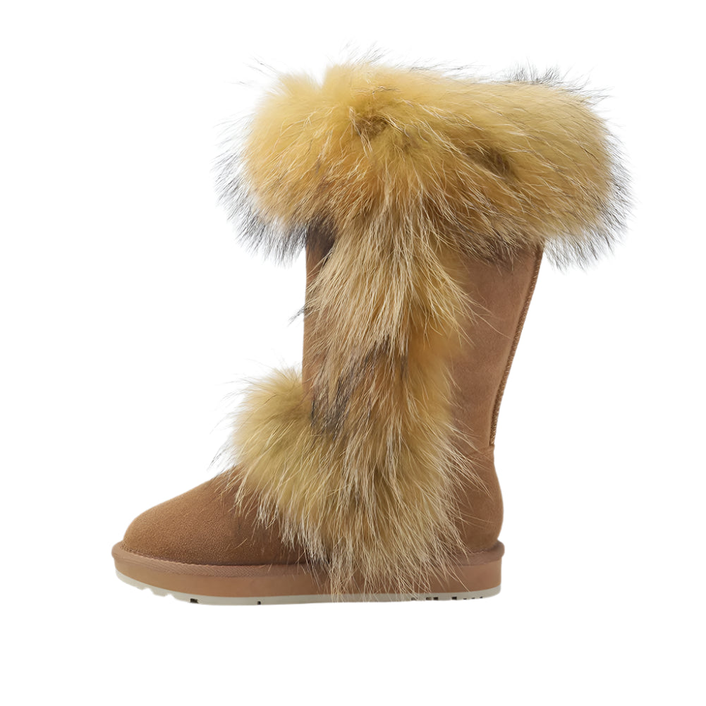 Genuine Leather Snow Boots Real Fur Wool Lined Plus Sizes