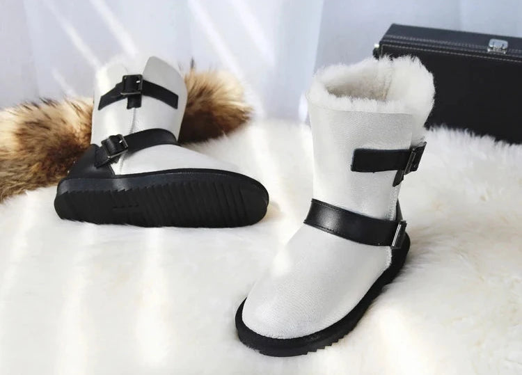 Genuine Leather Suede Wool Snow Boots