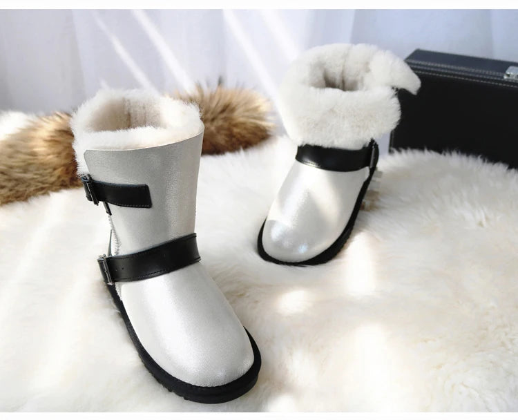 Genuine Leather Suede Wool Snow Boots