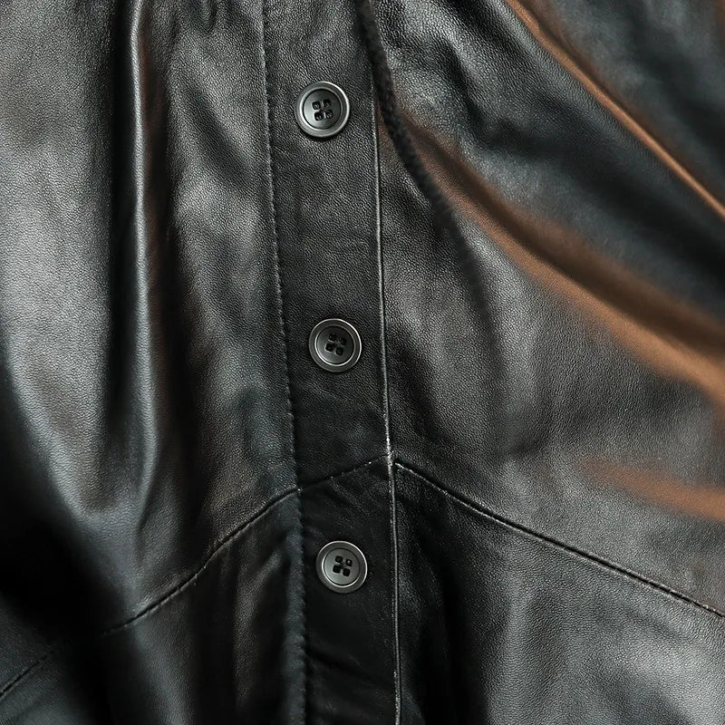 Genuine Leather Pants Calf Length
