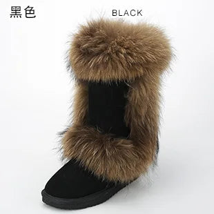 Genuine Leather Snow Boots Real Fur Wool Lined Plus Sizes