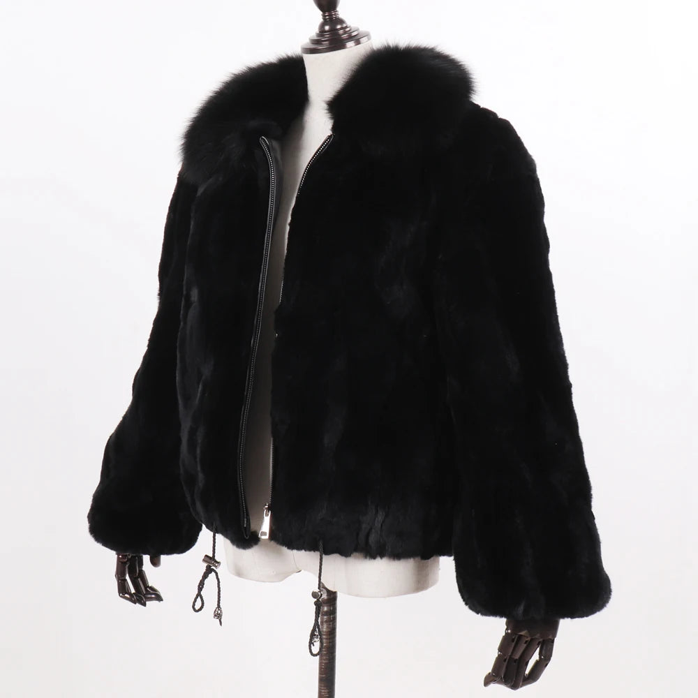 Real Fur Coat Fox Fur Collar