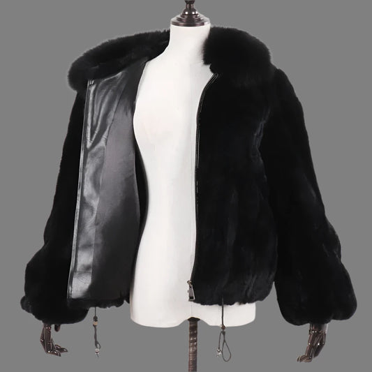 Real Fur Coat Fox Fur Collar