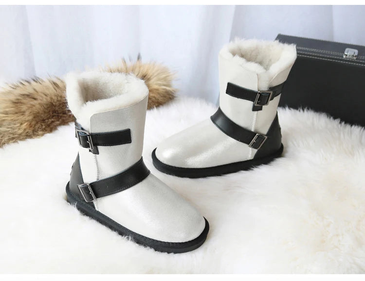 Genuine Leather Suede Wool Snow Boots