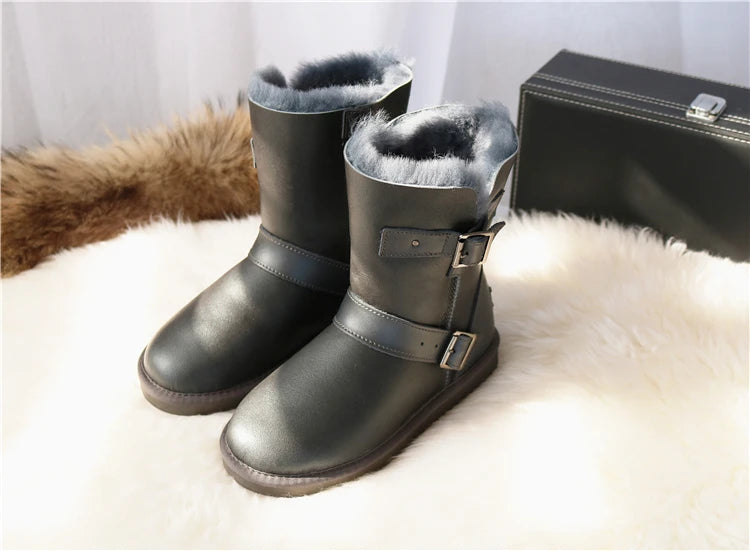 Genuine Leather Suede Wool Snow Boots