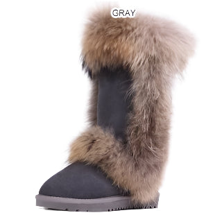 Genuine Leather Snow Boots Real Fur Wool Lined Plus Sizes