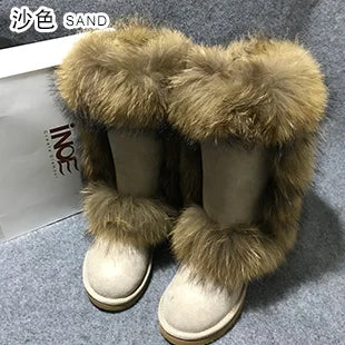 Genuine Leather Snow Boots Real Fur Wool Lined Plus Sizes