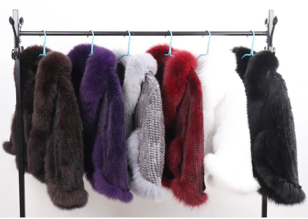 Knitted Real Mink Fur Shawl Fox Fur Collar