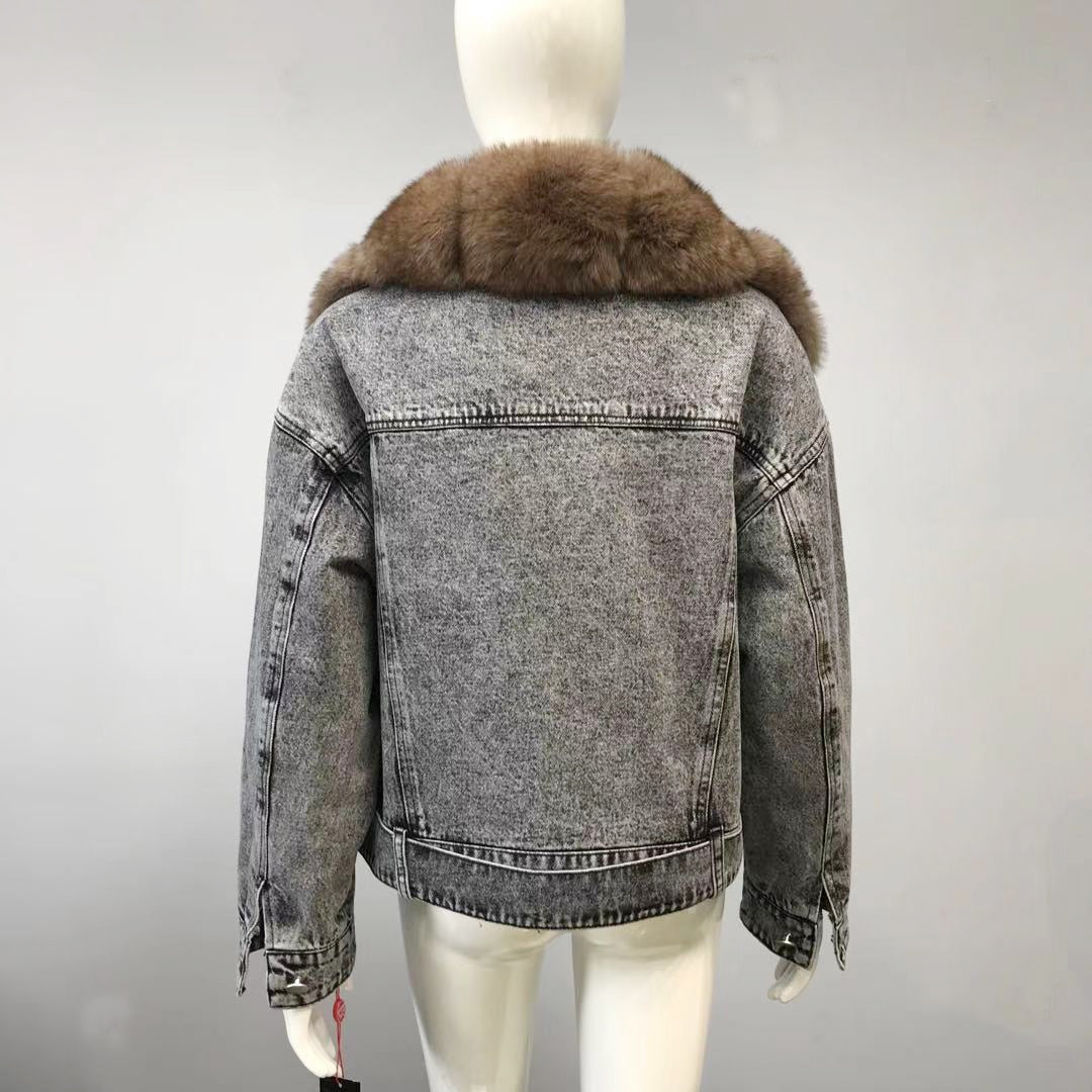 Mens Fleece Lined Winter Warm Coat Trucker Denim/Jean Fur Collar Jacket  Overcoat | eBay