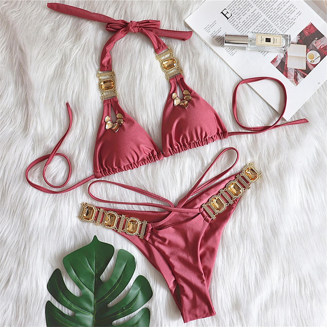 Diamond Jewelled Scrunch Butt Bikini Sets