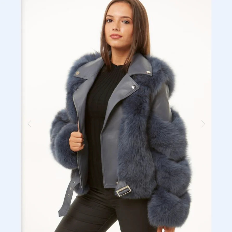 Genuine Leather Moto Real Fox Fur Coats