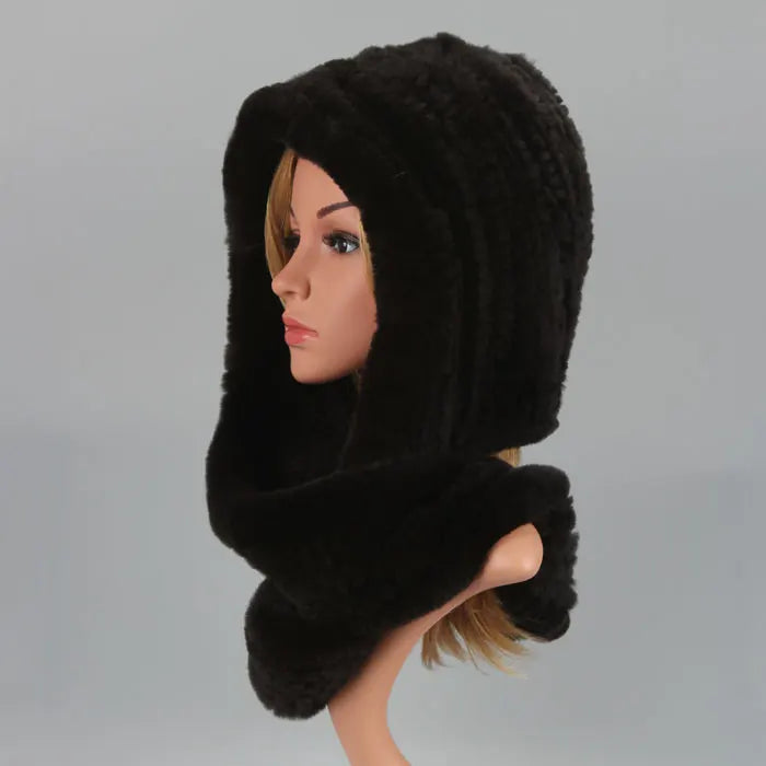 Knitted Real Fur Scarf Hoods
