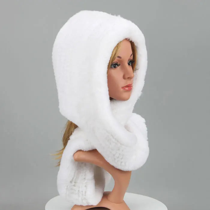 Knitted Real Fur Scarf Hoods