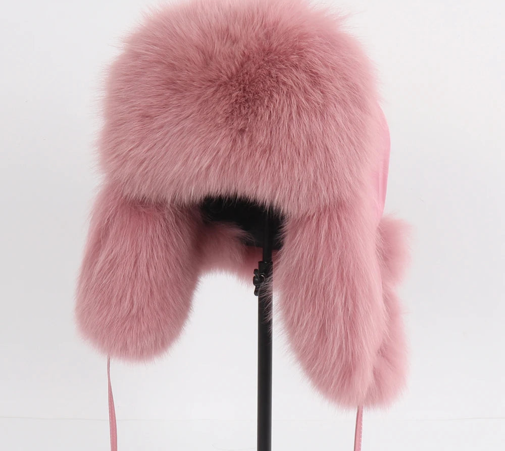 Natural Fur Bomber Has Genuine Real Fur Caps