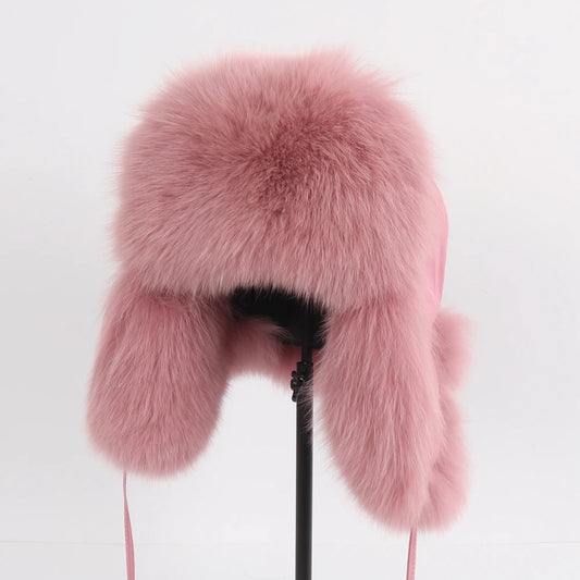 Natural Fur Bomber Has Genuine Real Fur Caps
