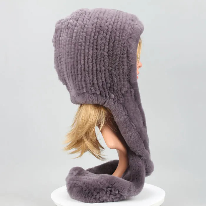 Knitted Real Fur Scarf Hoods