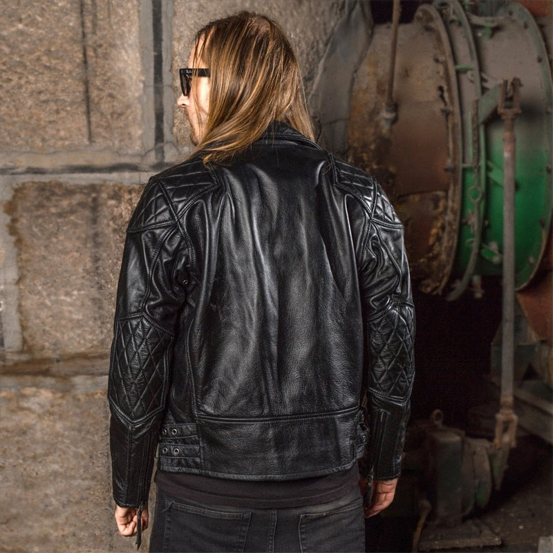 Genuine Leather Jacket Slim Fit Moto