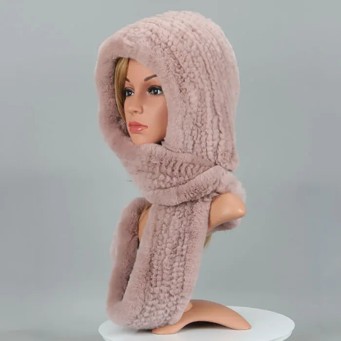 Knitted Real Fur Scarf Hoods