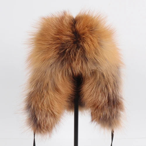 Natural Fur Bomber Has Genuine Real Fur Caps