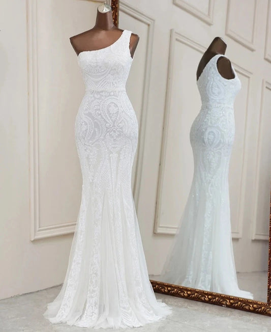 Sequin One Shoulder Sleeveless Mermaid Dresses