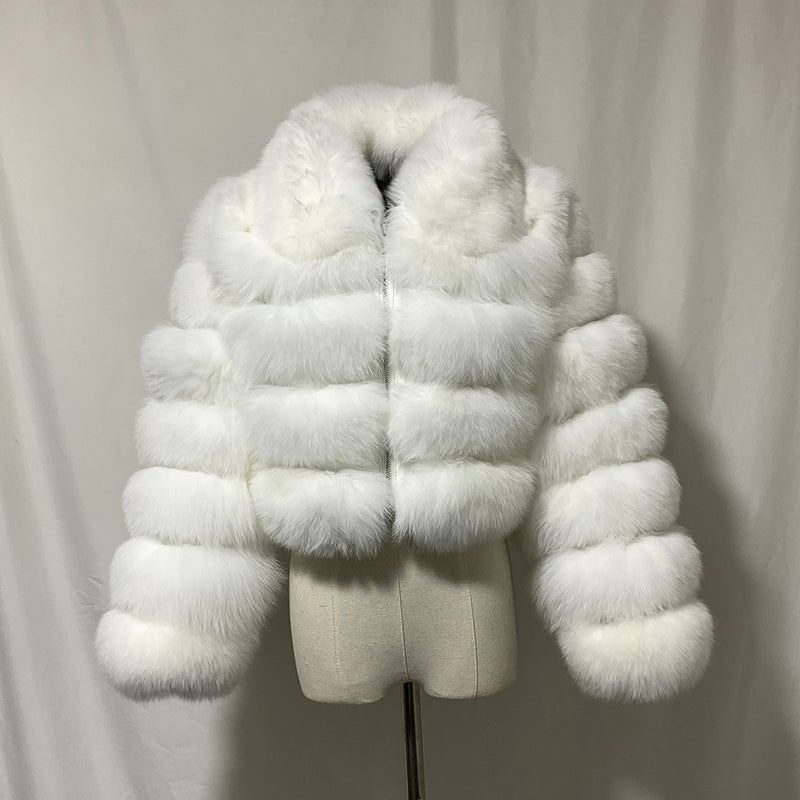 Pattern Real Fox Fur Coats Short