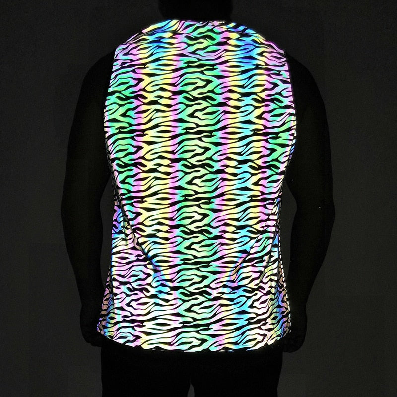 Rainbow Reflective Glow Sleeveless Shirts