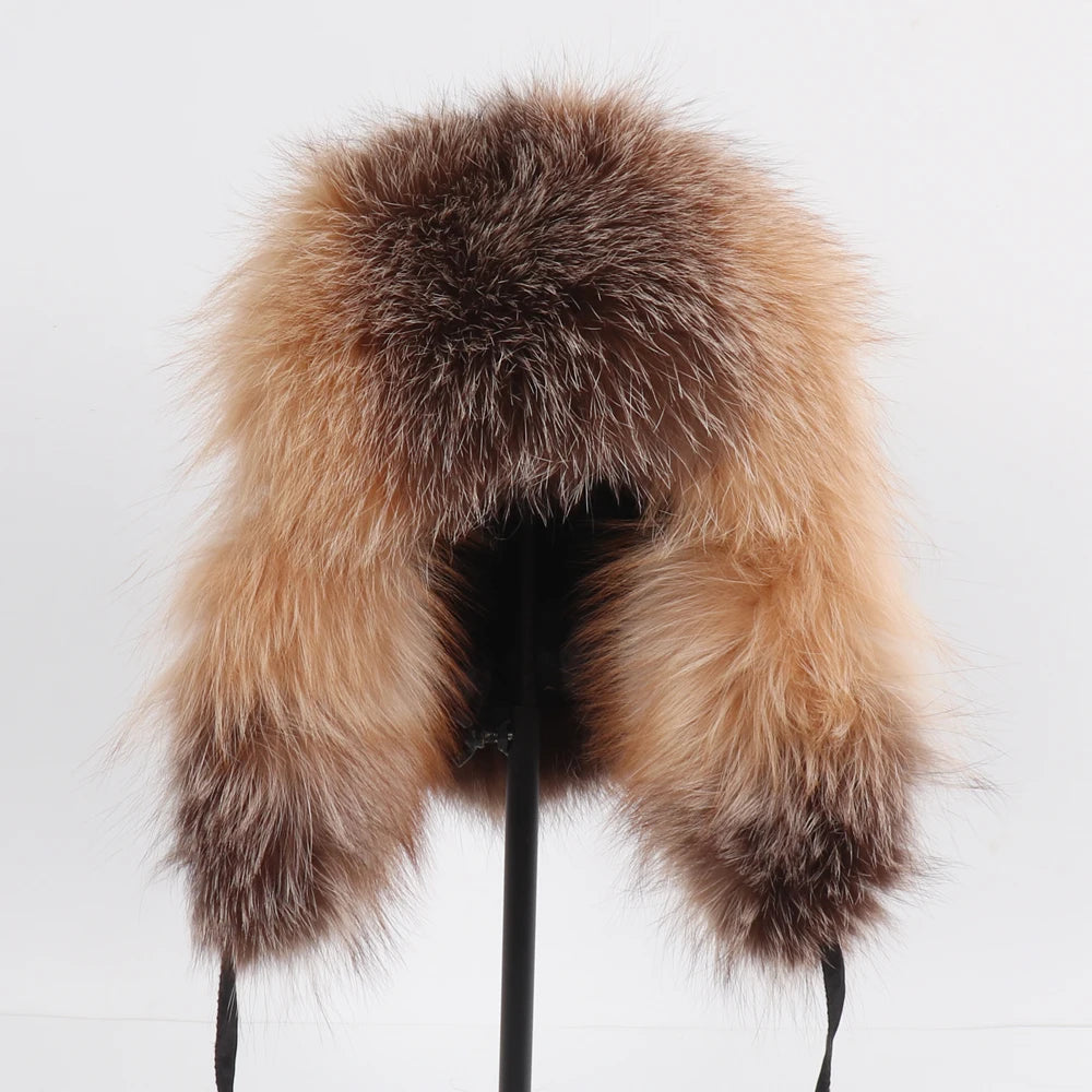 Natural Fur Bomber Has Genuine Real Fur Caps