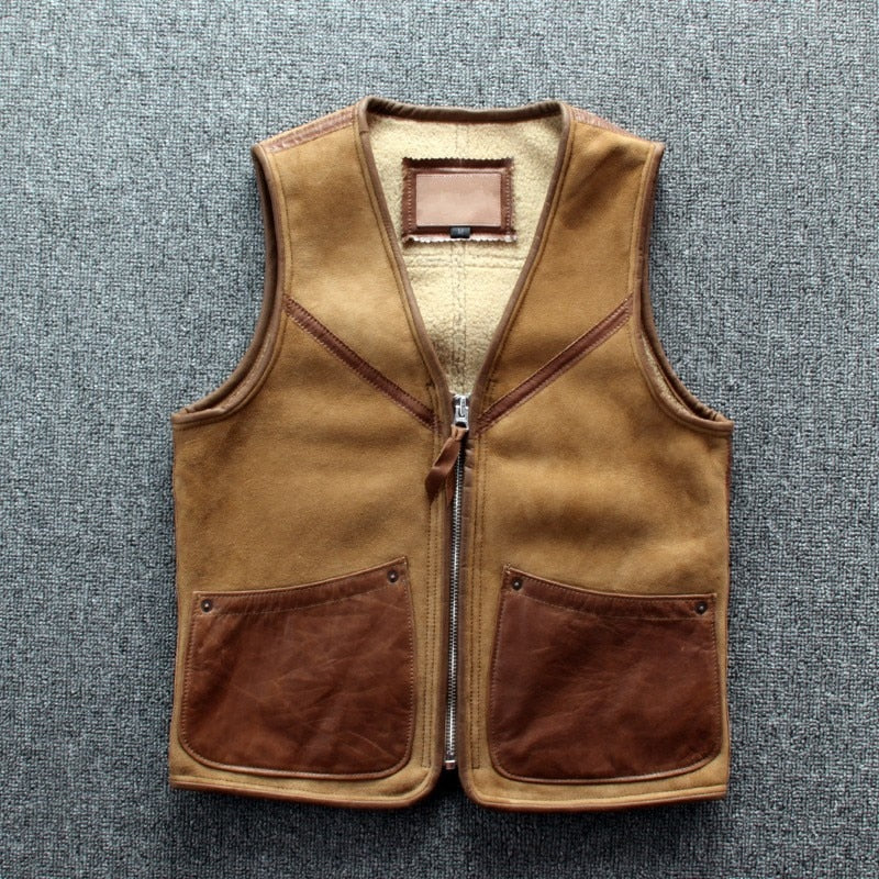 Genuine Leather Vest Shearling Lining