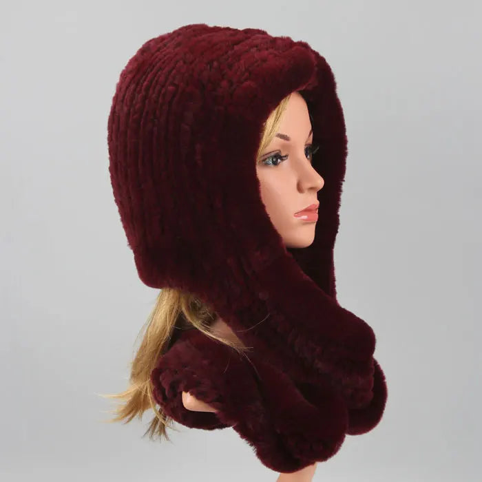 Knitted Real Fur Scarf Hoods