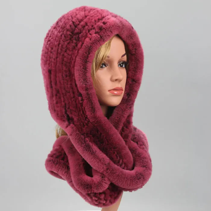 Knitted Real Fur Scarf Hoods