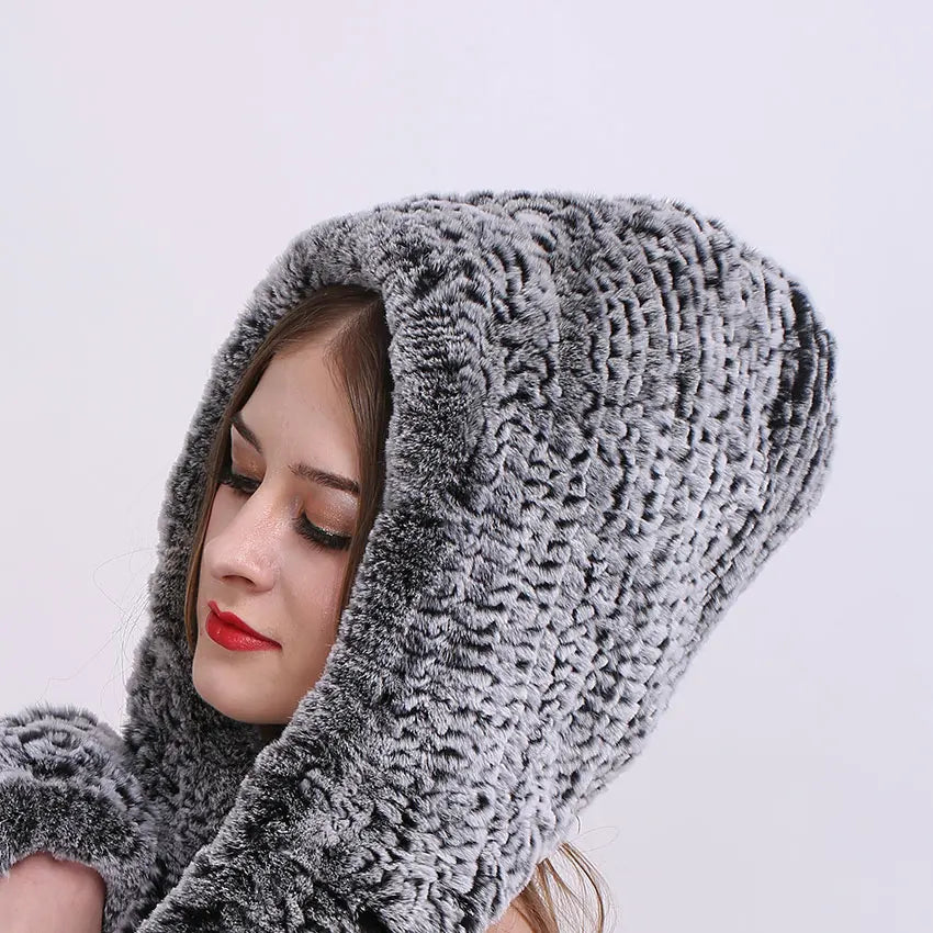 Knitted Real Fur Scarf Hoods