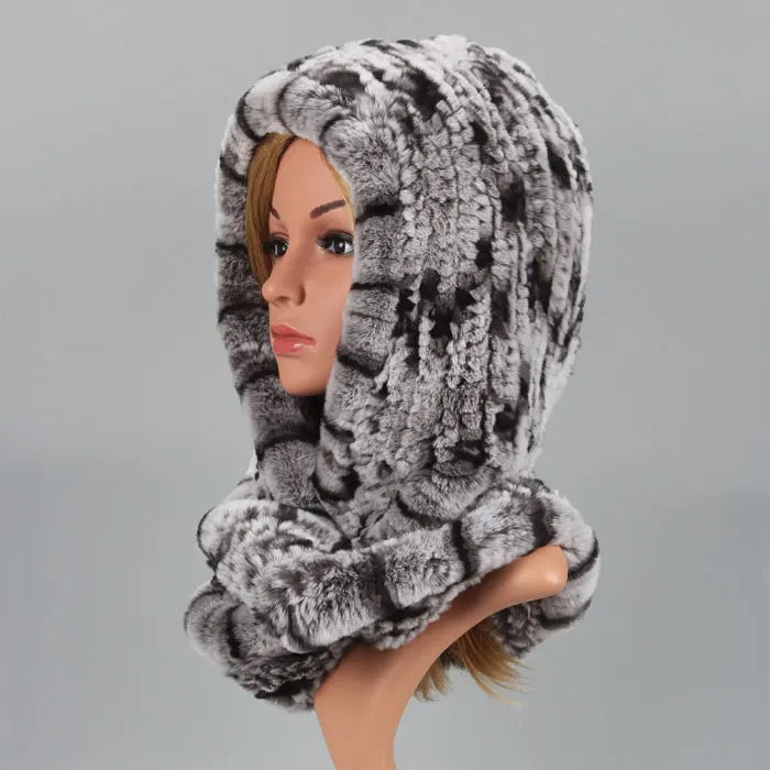 Knitted Real Fur Scarf Hoods