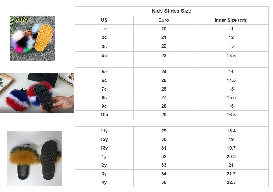 Kids Fur Slippers With Straps Open-toe Sandals