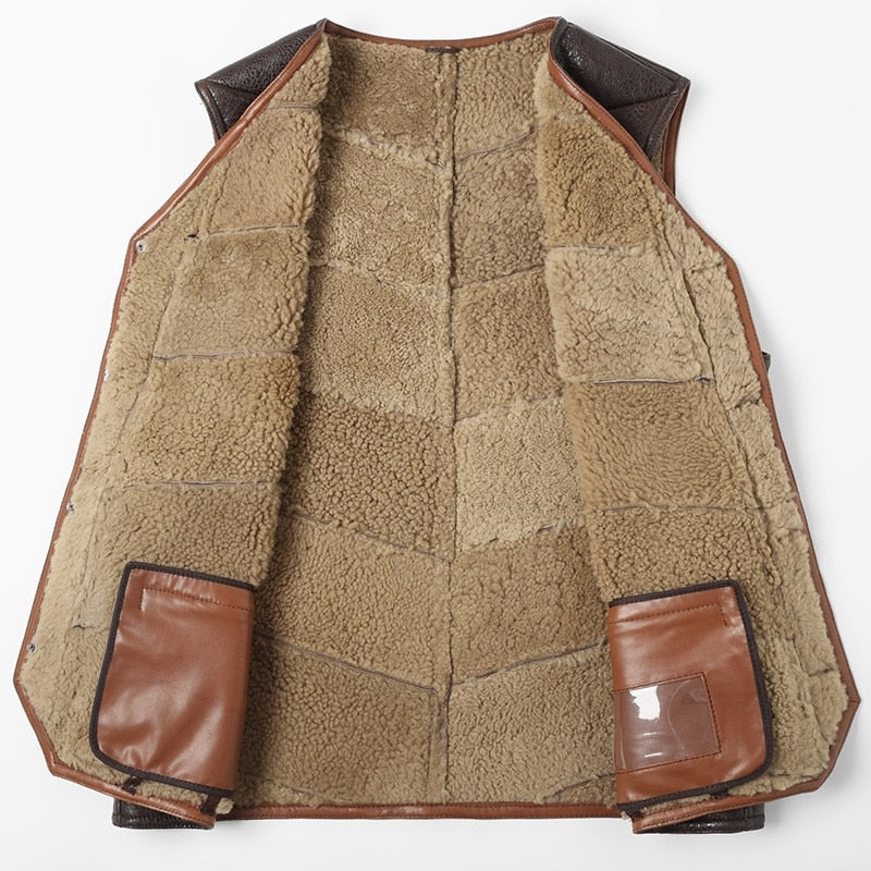 Genuine Leather Vest Shearling Lining