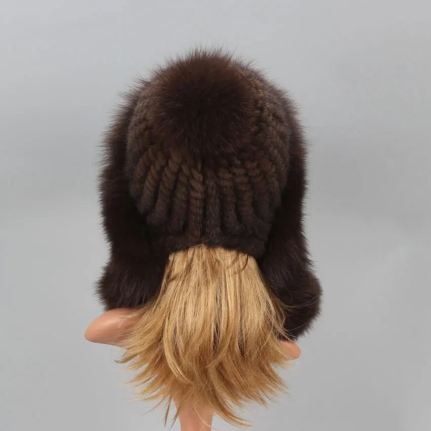 Real Mink Fur Beanies Fox Fur Ball