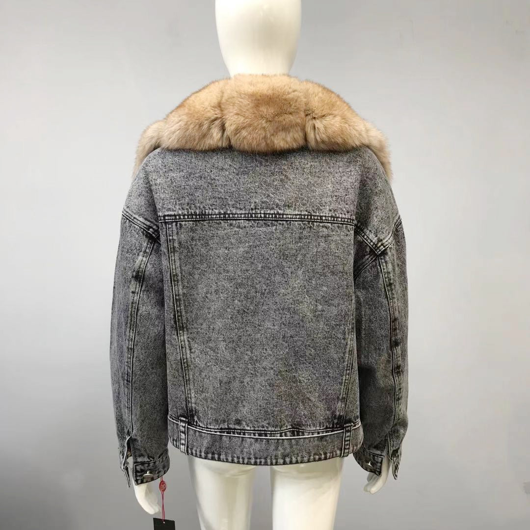 Denim Jackets Real Fur Collar