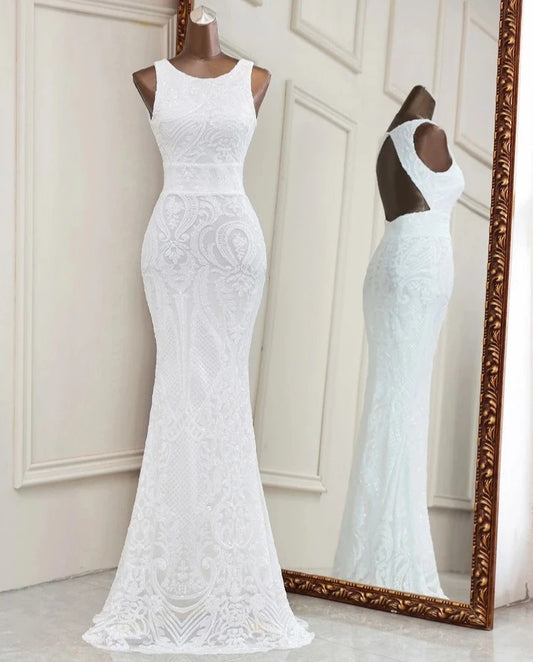 Sequin Sleeveless Backless Evening Dresses