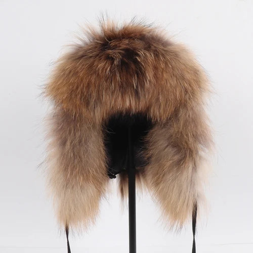 Natural Fur Bomber Has Genuine Real Fur Caps