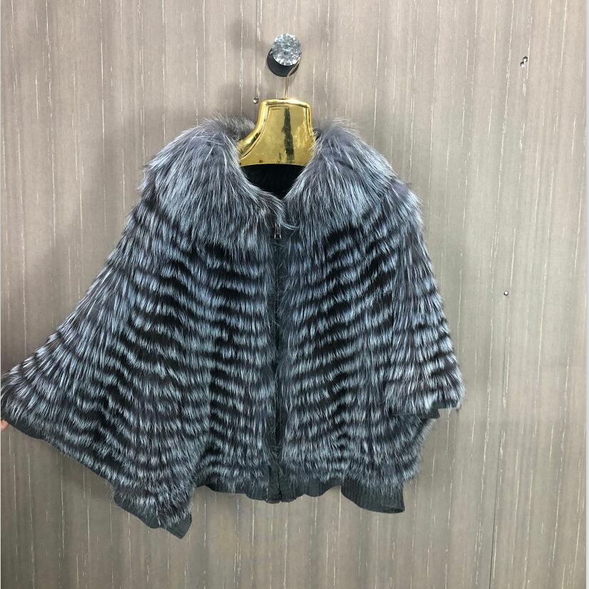 Real Fur Knitted Batwing Sleeve Shawls