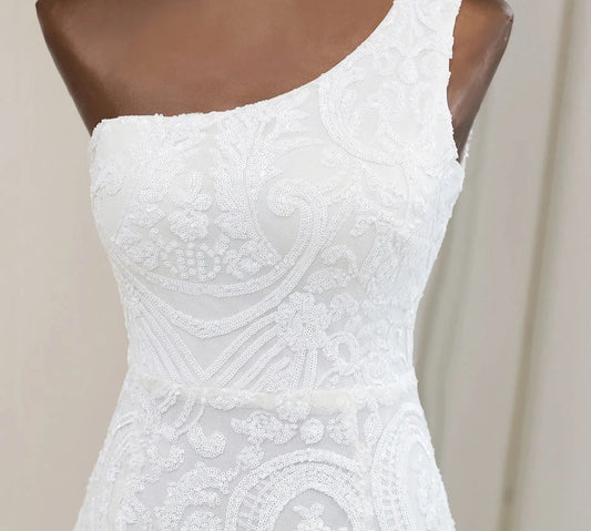 Sequin One Shoulder Sleeveless Mermaid Dresses