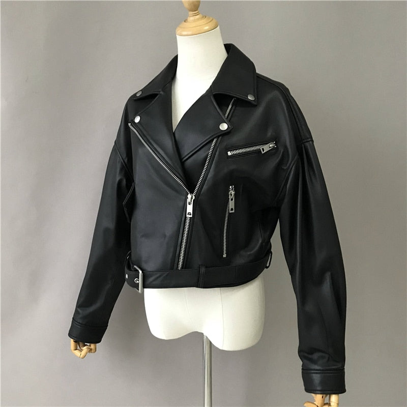 Genuine Leather Moto Jackets Crop (multi-colors)