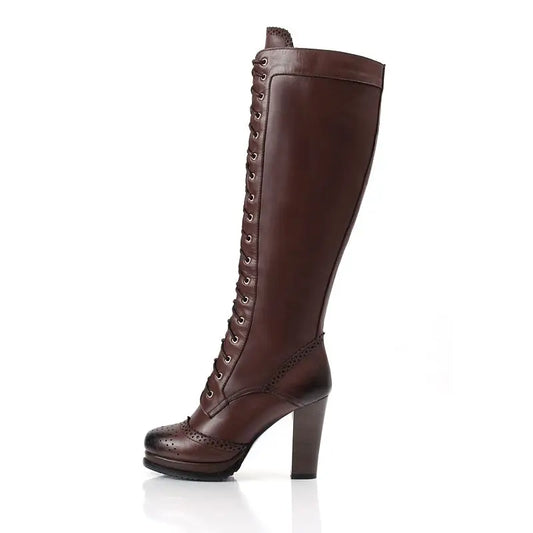 Genuine Leather Knee High Boots