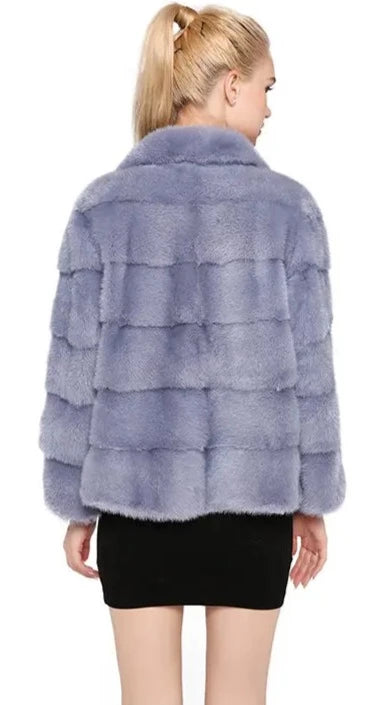 Turn-Down Collar Short Real Mink Fur Coats