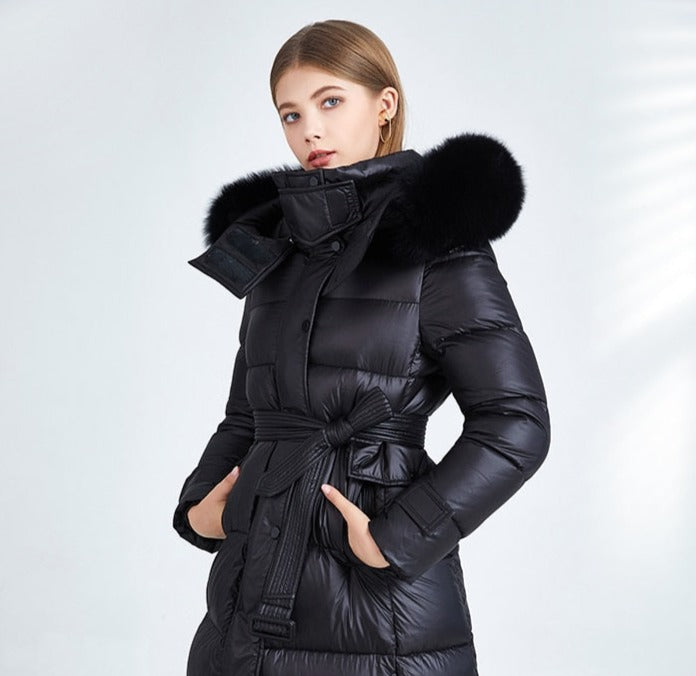 Long Duck Down Coats Real Fur Hooded Parka