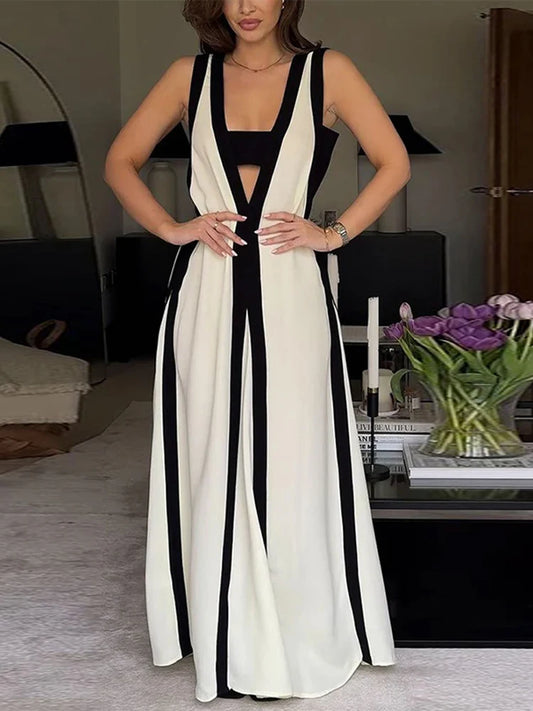 V-neck Sleeveless Loose Maxi Dresses
