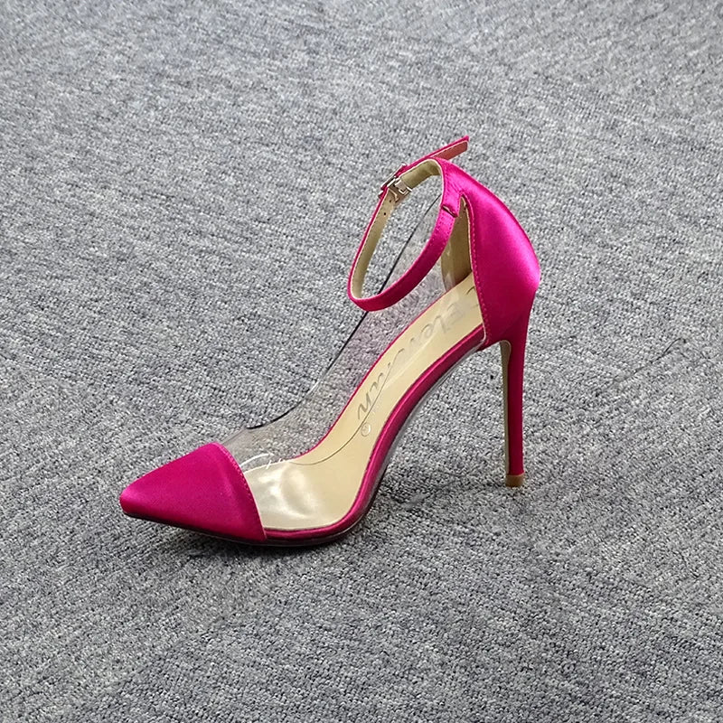 PU leather Ankle Strap High Heels