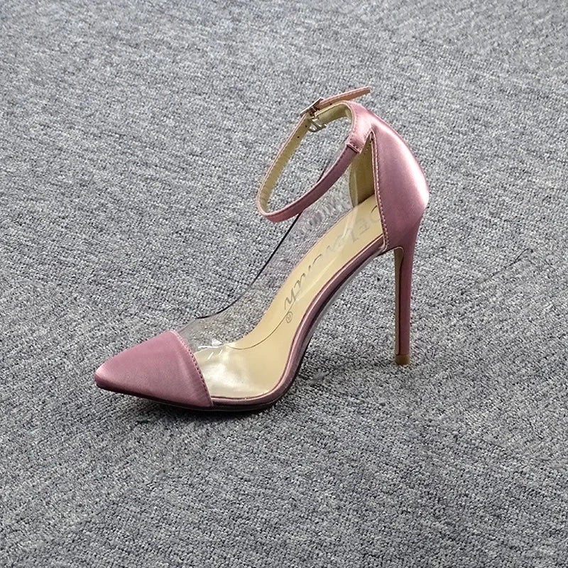 PU leather Ankle Strap High Heels