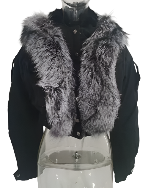 Real Fur Liner Real Fur Collar Hood Crop Coats