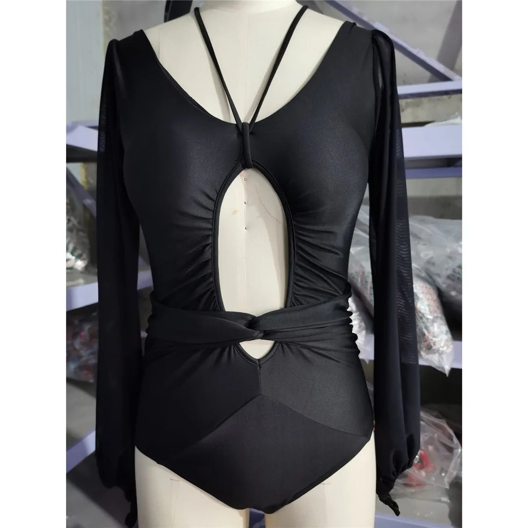 Cut Out Long Sleeve One Piece Swimsuits