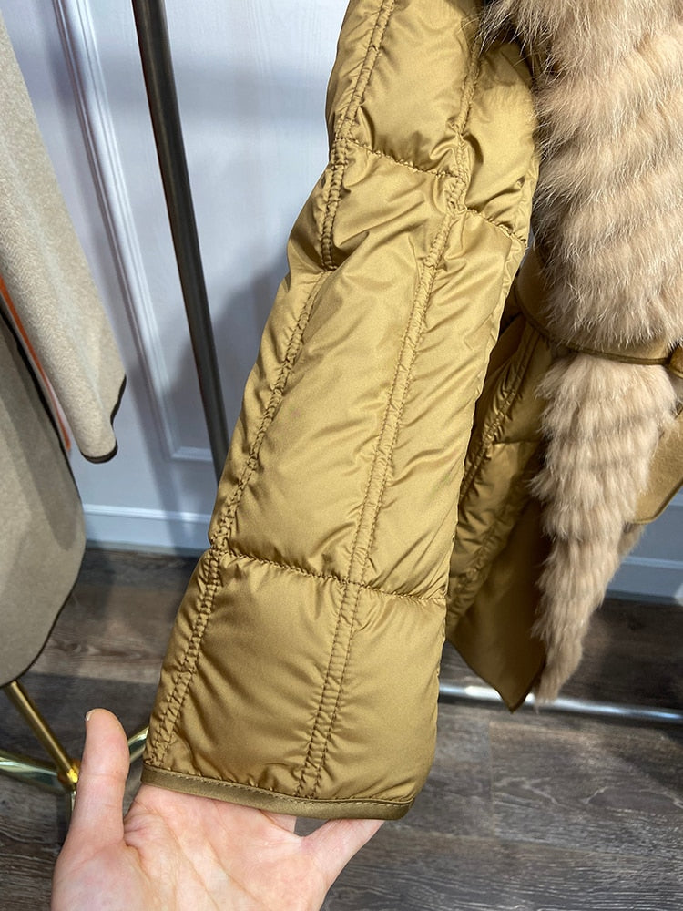 Real Fur Big Collar Goose Down Puffer Trench Coats